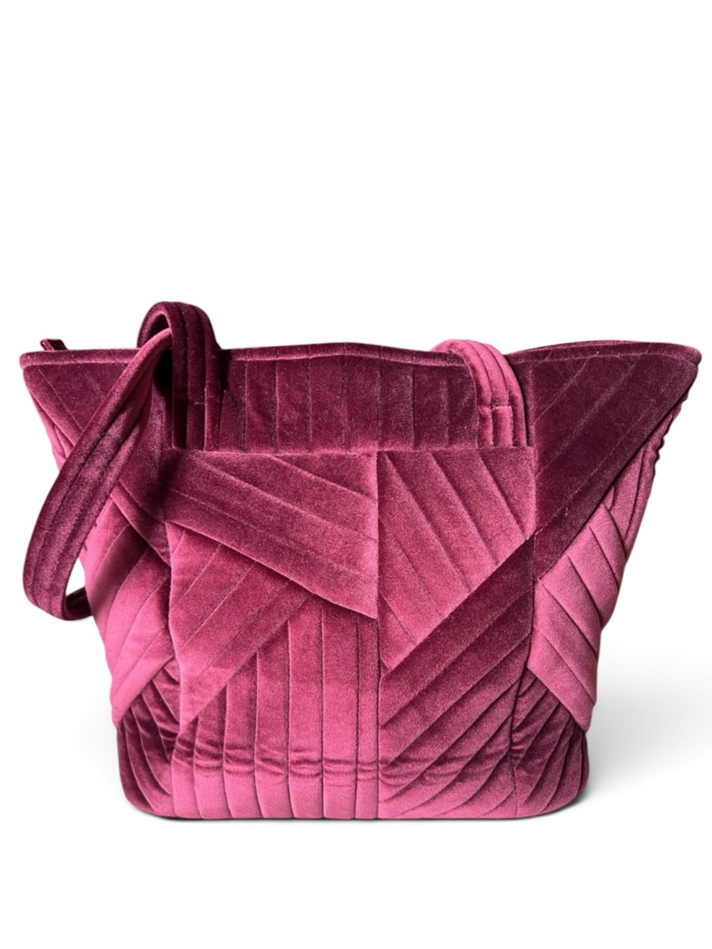 Vera Bradley Velvet Small Tote Bag Raisin Burgundy Quilted Asymmetrical